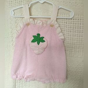 Vintage 🍓 Strawberry Overall Romper Terry Material Size 12 Months